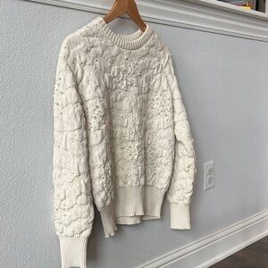 Zara Cream Cable Sweater W/  Pearl Detailing